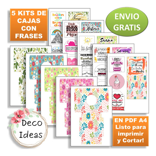Kit Imprimible 10 Porta Maceta Suculenta Frase Motivadora