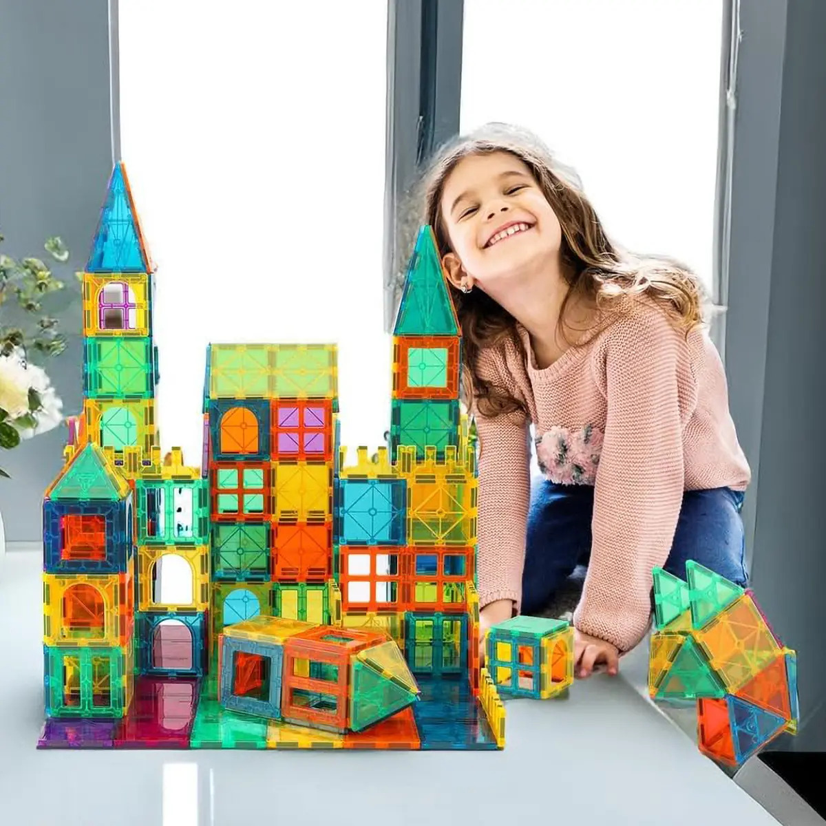 Brastoy Brinquedo Educativo Blocos Magnético 130 Peças Brinquedo Educativo