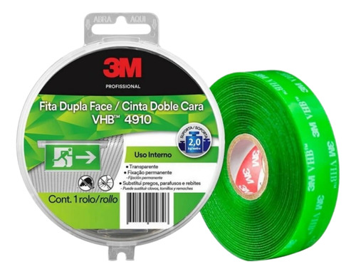 Kit 10 Fita Dupla Face 3m Forte 2kg 5 Metros 12mm Atacado