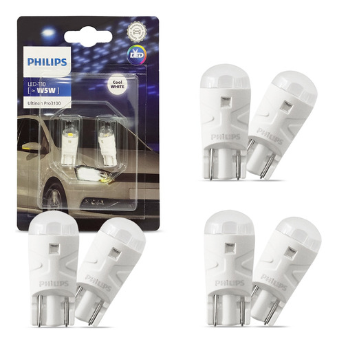 Lâmpada Philips Ultinon Pro3000 Led W5w T10 6000k 3 Pares