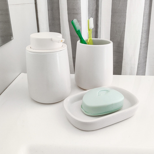 Vaso Porta Cepillo De Dientes De Dolomite Blanco