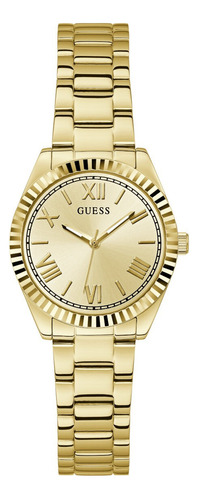 Reloj De Pulsera Para Mujer Marca Guess Correa Dorado 2 Bisel Rosa Fondo Rosa