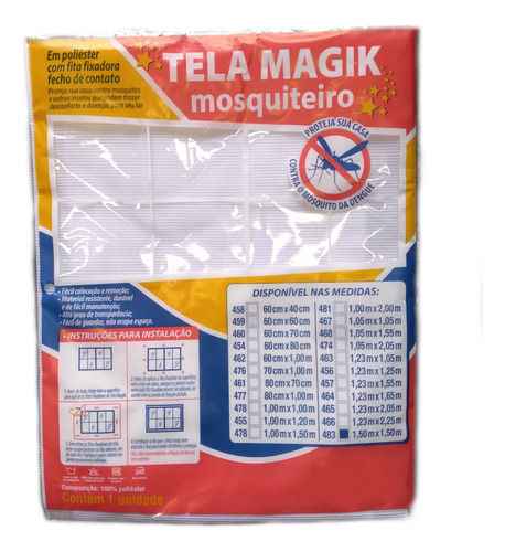 Tela Mosquiteiro Poliéster Velcro 150x150cm