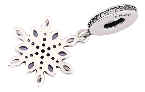 Charm Copo De Nieve Con Circones En Plata 925 Silver Heart