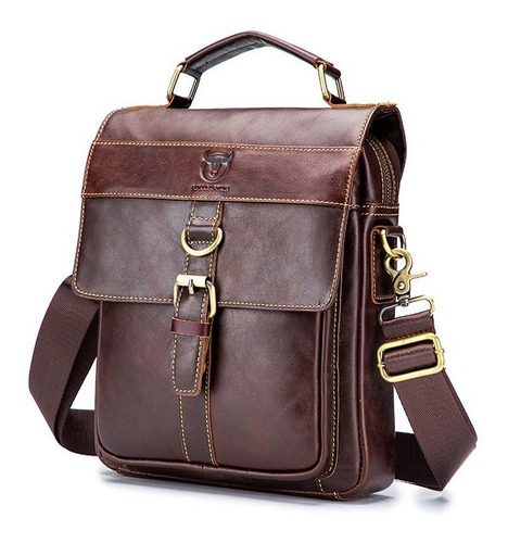 Morral Bolso Hombre Cuero Genuino Color Cafe Mod. 302