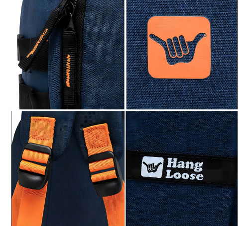 Mochila Casual Hang Loose Executiva Reforçada Cor Laranja Desenho Do Tecido Liso