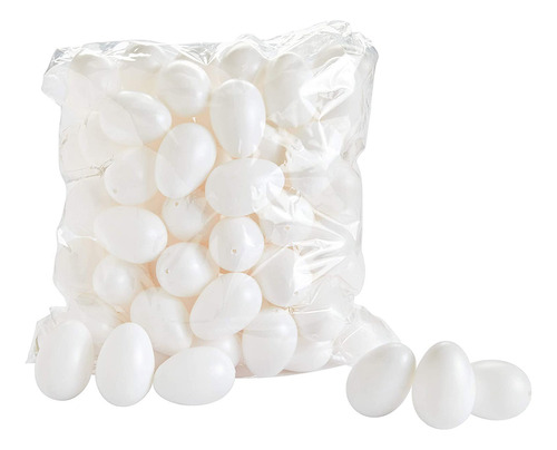 50 Huevos Decorativos De Plástico Blanco Para Decoración Del