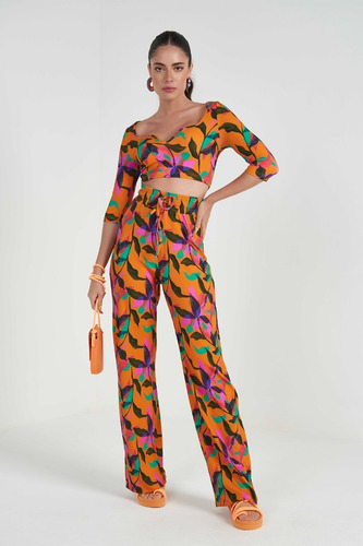 Imagem 2 de 9 de Calça Comfort Estampada Cós Elástico Com Amarração Colcci
