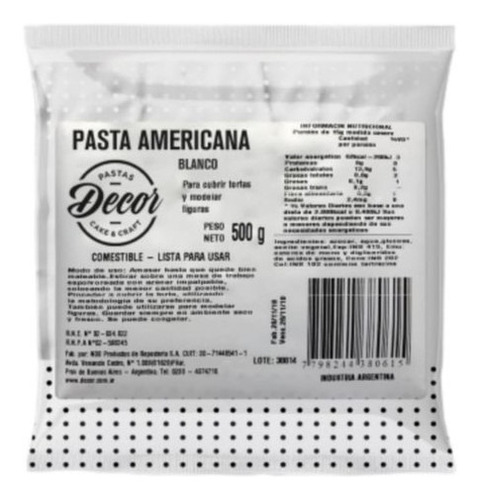 Pasta Americana Para Forrar Blanca X500g