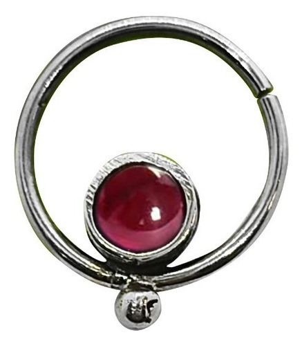 Septum Aro, Imala Joyeras, Plata 0.925 Y Granate. Color Granate