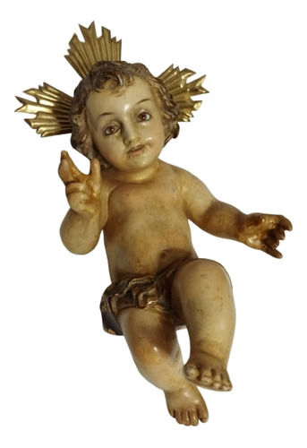 Niño Jesús Ojos De Vidrio Antiguo Mide 19 Cm Alto, Leer 