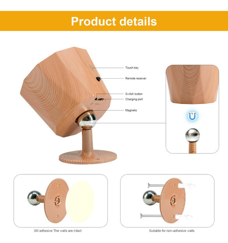 Luces De Pared Recargables Aplique De Pared Magnético Lámpar
