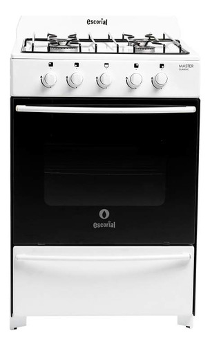 Cocina Escorial Master gas natural 4 hornallas blanca puerta con visor