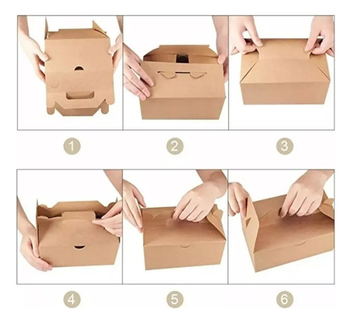 Cajas Kraft20 Comida Delivery Carton 21,8x14,9x12cm Armables