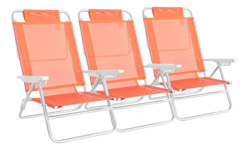 Reposera Sillón Summer X 3 Playa Camping 6 P Aluminio Mor Ct