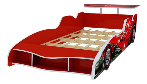 Cama tema Gelius Móveis F1 090 1 corpo cor vermelho fabricado em mdf