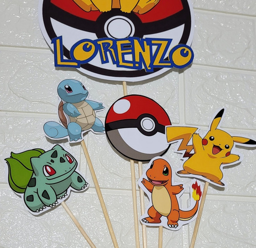 Imagen 4 de 4 de Pokemon Cake Topper Adorno Torta Personalizado Pikachu