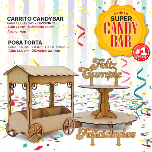 Imagen 4 de 7 de Candy Bar Fibrofácil Combo Completo + 1 Acrilico De Regalo