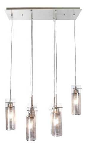 Lámpara Colgante Plateada E27 60w 6 Luces Estructura Gris