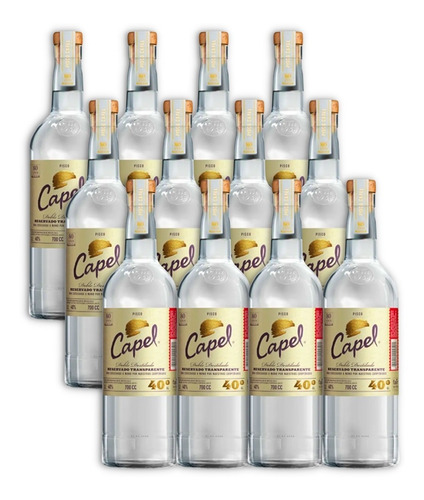 Pisco Capel Destilado Reservado Transparente 40° X12u 700ml