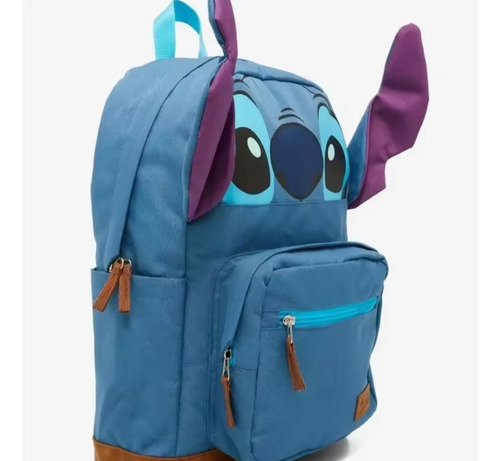 Mochila Escolar Infantil Stitch Orejas 3d Lengua Oculta 43x30x18cm Azul Acero Estampado Stitch
