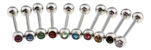 14g Anillo Barra Barbell Recto Para Lengua Hecho De Acero