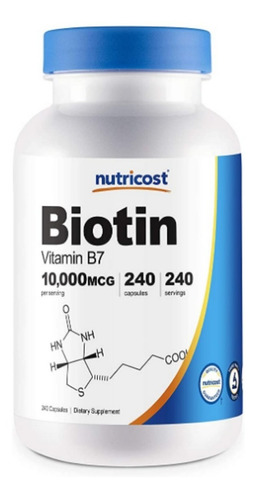  Biotina Y  Vitamina B7 10,000mcg 10mg,  240unds