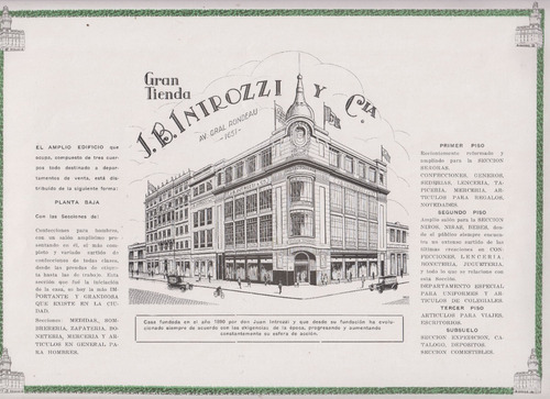 1930 Hoja Publicidad Gran Tienda Introzzi Vintage Montevideo