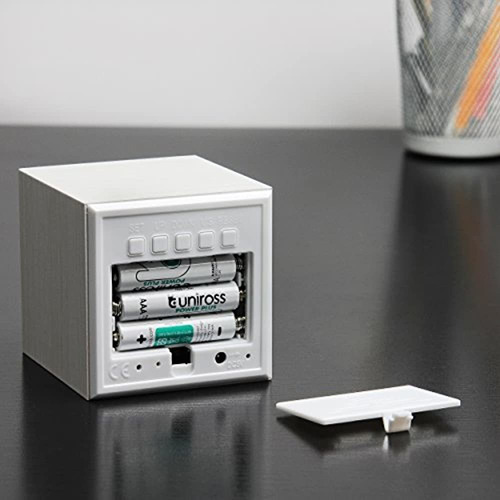 Gingko Cube Click Clock 2.5 X 2.5 Hora/fecha/temp. Blanco