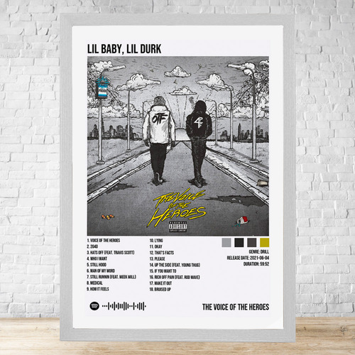 Cuadro Lil Baby Lil Durk 30x40 C/vidrio Y Marco Madera C841 Blanco Moderno