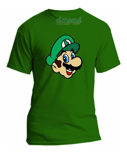 Playera Luigi Nintendo Cara Caballero Dama Niño Mario Bros