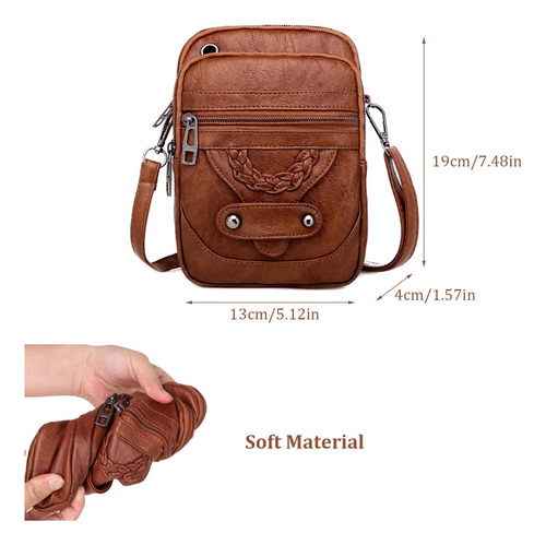 Bolso Multifuncional Impermeable Y Antirrobo Para Moda Mujer Marrón Suave Tirantes Para Los Hombros Marrón