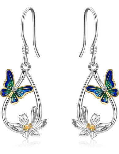 Pendientes De Mariposa Para Mujer Con Flor De Margarita, Pen