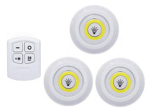 Kit 3 Lâmpada Iluminaria Led Com Controle Sem Fio Remoto