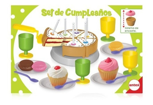 Set De Cumpleaños Juguete Infantil Torta Comida Jugar Antex