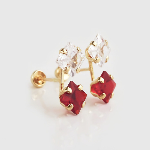 Amor Eterno - Broqueles Tu Y Yo Cuadrado / Aretes Oro 10k