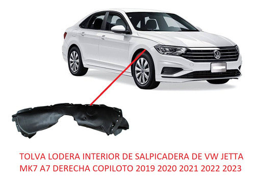 Tolva Lodera Derecha Vw Jetta Mk7 2019 2020 2021 2022 2023 