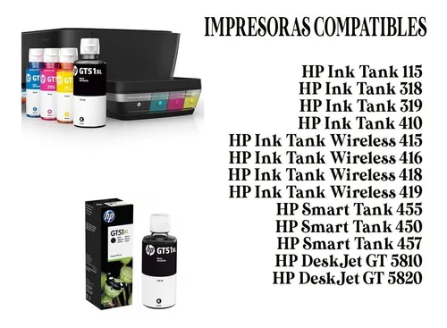Combo Tintas Hp Gt51 + Gt52 Original Gt5810 Gt5820 Tank 410