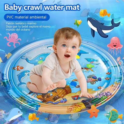 Cojín Agua Inflable Tapete Para Bebe Estimulacion Temprana Azul