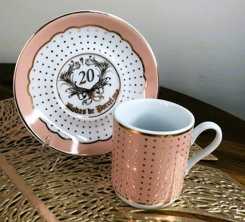 Imagem 3 de 3 de Jogo Casal Cafezinho Royal Rose Poa Bodas Porcelana 20 Anos