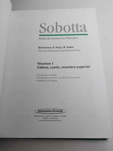 Sobotta Atlas De Anatomía Humana Vol.1 Y 2, Edicion 22