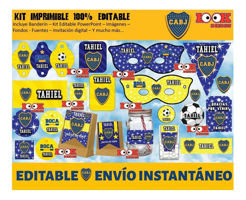 Kit Imprimible Candybar Boca Juniors 100% Editable