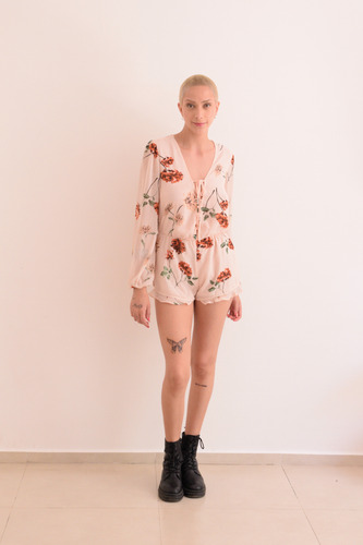 Monoprenda Floreada Gasa Importada Forever 21 Elegante Cute Rosa Estampado S