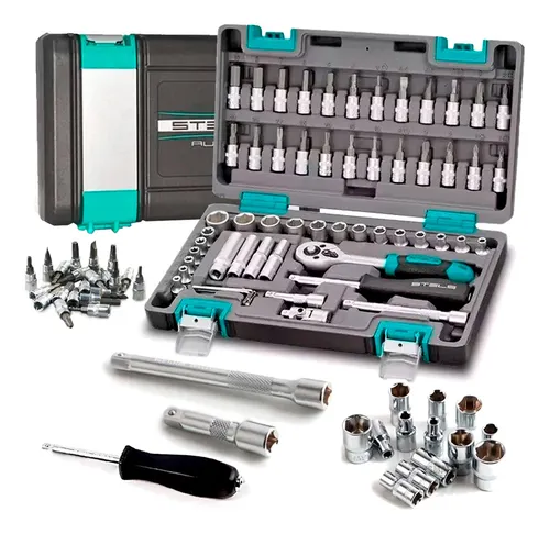 Jogo De Soquete 57 Peças 1/4 Stels 1410155 Catraca Chave | Frete