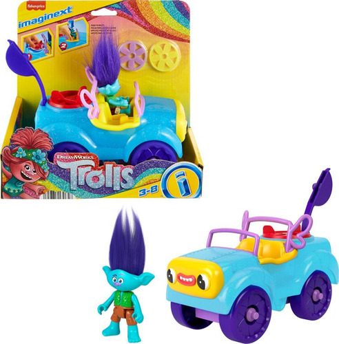 Auto Buggy Con Lanzador Y Figura Branch Trolls - Imaginext