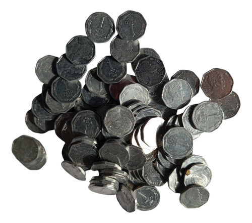 100 Monedas Chile 1 Peso Aluminio Sin Clasificar ( (Usado)