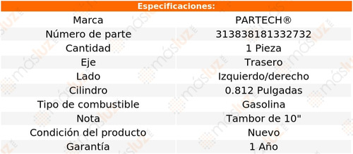 (1) Cilindro Rueda Tra Izq/der Ford Ranger 4 Cil 2.9l 87/92