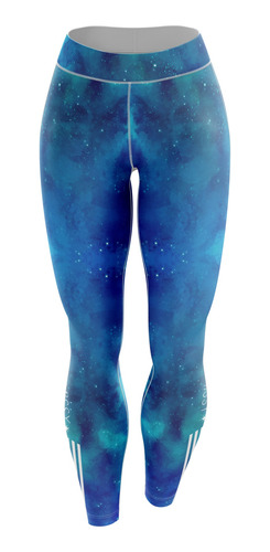 Calça Legging Missy Academia Fitness Estampada Galáxia Azul