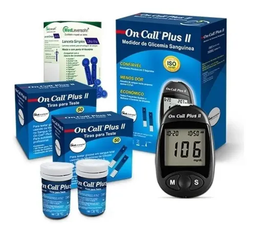 Monitor De Glicose + 100 Tiras De Glicose + 100 Lancetas Cor Azul...