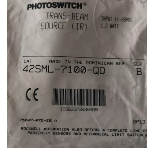 Sensor Trans-beam Mod: 42sml-7100-qd Marca Allen-bradley